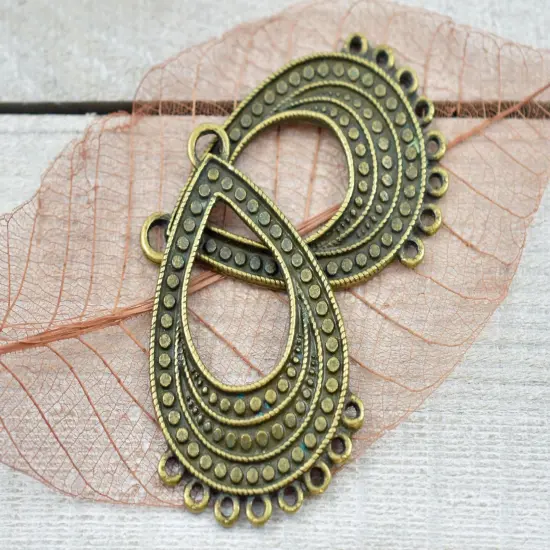 *10* 45x29mm Antique Bronze Teardrop Chandelier Hangers {2}