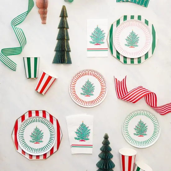 CHERRY RED SIGNATURE CABANA STRIPE PLATES {6}