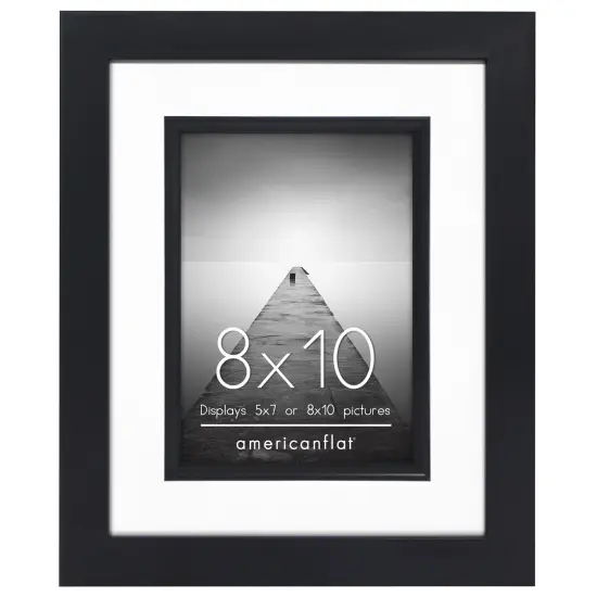 Americanflat 8x10 Picture Frame with Decorative Inner Mat Accent - Use as 5x7 photo frame with Mat or 8x10 frame without the Mat - Statement Frame with Shatter-Resistant Glass and Easel Stand {7}