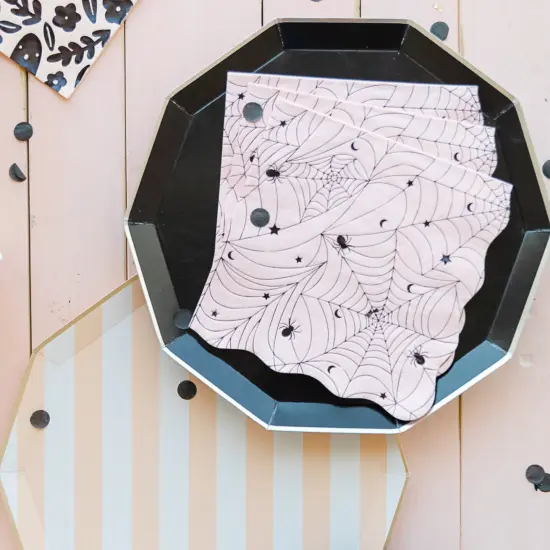 PINK SPIDER WEB LARGE NAPKINS {4}