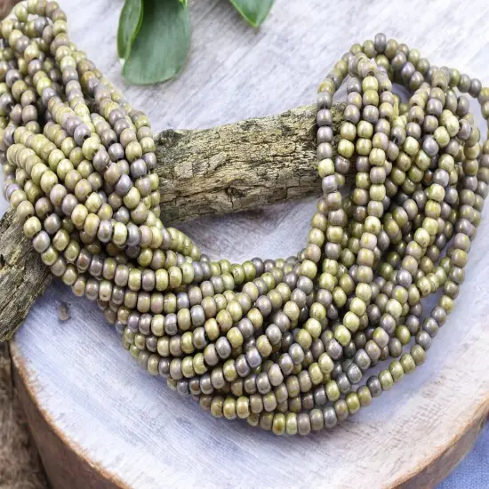 4/0 Aged Alabaster Picasso Mix Seed Beads (20" Strand) {3}