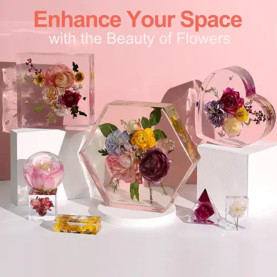LET'S RESIN 8Pcs Resin Molds Silicone,Deep Epoxy Resin Molds for Flower Bouquet Preservation,Large Silicone Molds for Resin Casting Craft Including Square Hexagon Heart Resin Mold {3}