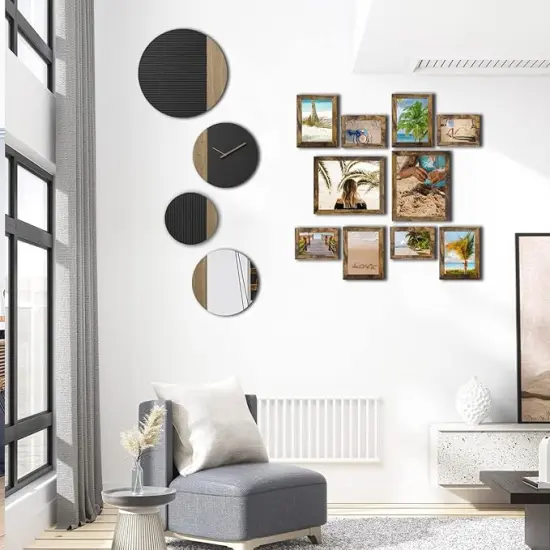 Picture Frame Set 10 pack, Farmhouse Photo Frames, Gallery Wall Frame Collage, with Two 8x10, Four 5x7, Four 4x6 Photo Frame set, in 3 Different Finishes Picture Frames For Wall or Desk,Rustic Brown {4}