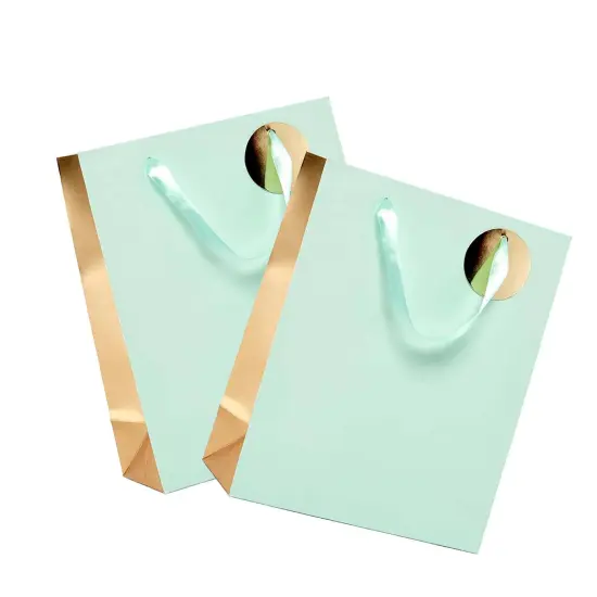 Elegant Two-Tone Metallic Euro Totes Compact 101/4'' x 43/4'' x 125/8'' Mint {5}