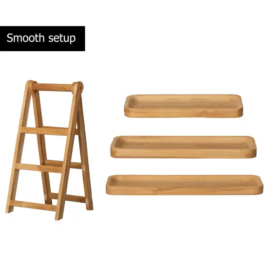 Vintiquewise 3-Tier Wooden Tray Farmhouse Inspired Cupcake Stand Dessert Platter Pastry Holder Appetizer Display for Wedding Party Baby Shower or Tea Time Ideal Decor in Kitchen, Dining or Coffee Bar {6}