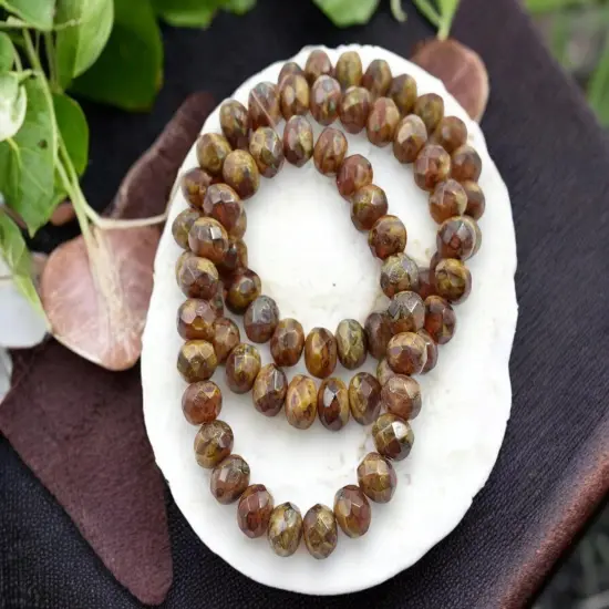 *25* 6x8mm Blended Red Ivory Picasso Fire Polished Rondelle Beads {3}