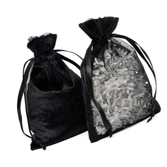 Elegant Velvet & Sheer Bags 4 3/4" x 6 3/4" Gift Pouches {4}