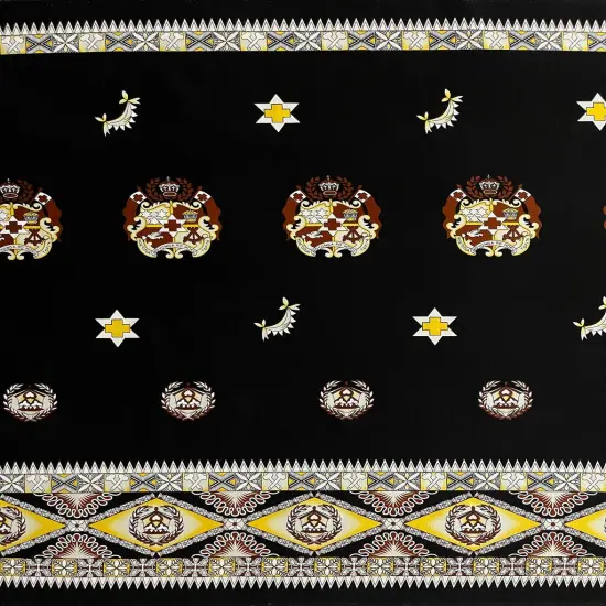 1 Yard Tonga Seal Double Border Light Barkcloth Fabric 100% Cotton, 36" L x 45" W Black {1}