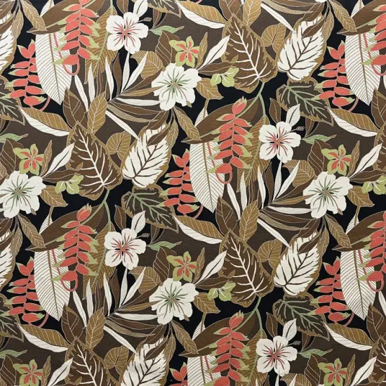 1 Yard Tropical Garden Cotton Fabric for Upholstery and Home Decor 56-58 inches Wide Eggplant/Black {2}