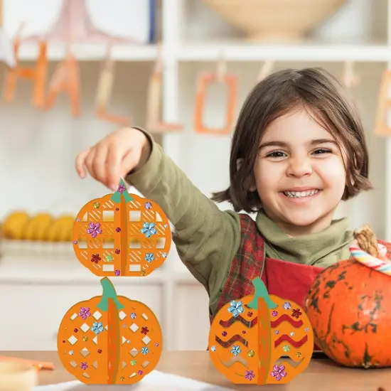 10 Pack Wooden Pumpkin Crafts for Kids {4}