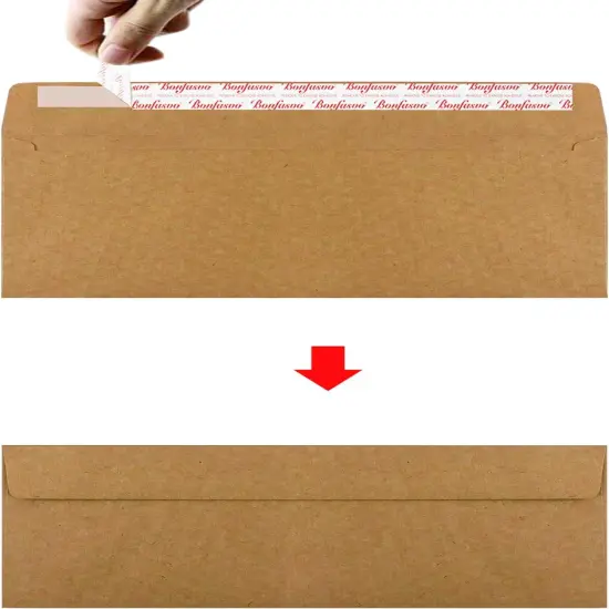 120 Pack #10 Brown Kraft Security Envelopes 4-1/8 x 9-1/2 inches Self Seal {2}
