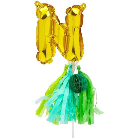 Mini ONE Balloon Cake Topper Letters, 1st Birthday Party Jungle Safari D&eacute;cor Gold {5}