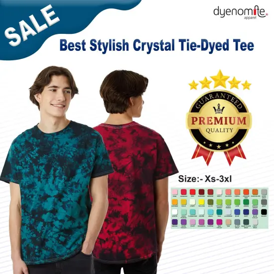 Dyenomite&reg; Best Stylish Crystal Tie Dyed Crewneck Short Sleeve Tee Silver {2}