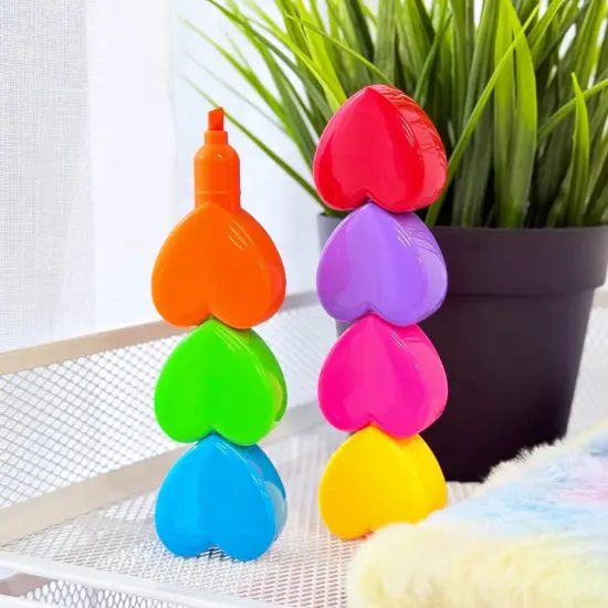 Wrapables Mini Stackable Highlighters, Cute Multi-color Markers, Hearts {5}