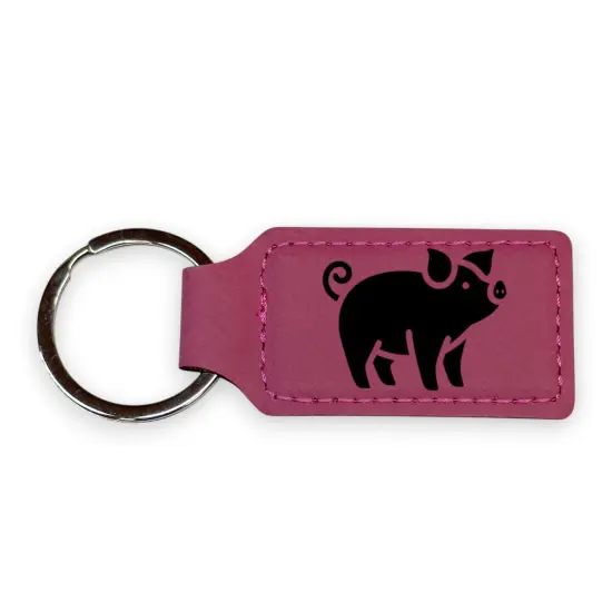 Keychain - Rectangle - Piglet - Leather Rustic/Gold {2}
