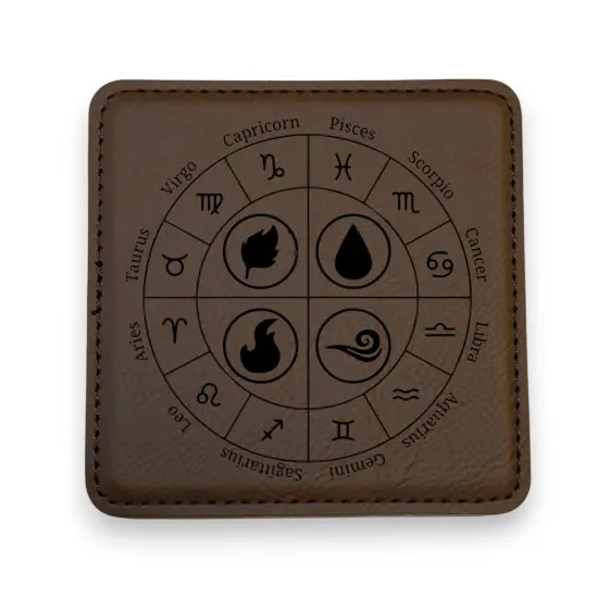 Coaster - Zodiac Elements - SET OF 2 - Leather or Stitched Cork Stitched Cork/Black {3}