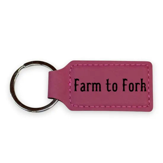 Keychain - Rectangle - Farm to Fork - Leather Rustic/Gold {2}