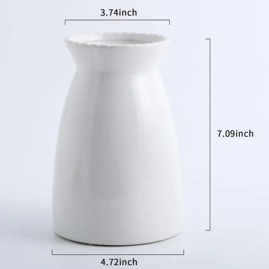 White Flower Vase- Ceramic Vase for Decor, White vase for Flowers, Modern Vases for Living Room/Home Decor Accents/Entryway/Mantel/Bookshel {5}