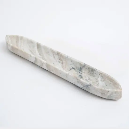 Anchill Realism Sleek White Marble Tray &ndash; Handmade Elegant Platter for Stylish Serving-16X2.5X1.5" {4}