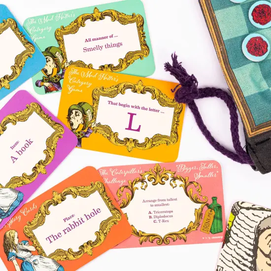 Professor Puzzle: The Mad Hatter's Tea Party Games - 6 Delightfully Whimsical Classic Games, A Wonderland Twist, Travel Drawstring Bag, Kids Ages 7+ {6}