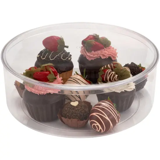 Pioneer Plastics 250C Clear Large Round Plastic Container, 9.9375" W x 3.5625" H {3}