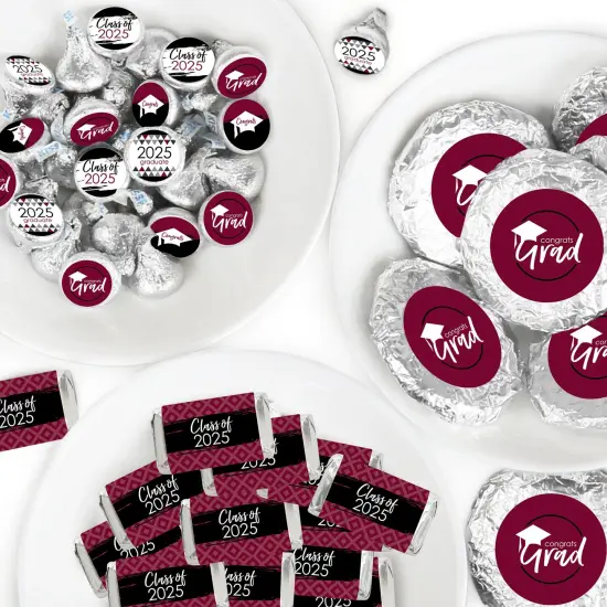 Big Dot of Happiness 2025 Maroon Graduation Party Candy Favor Sticker Kit - 304 Pieces {1}