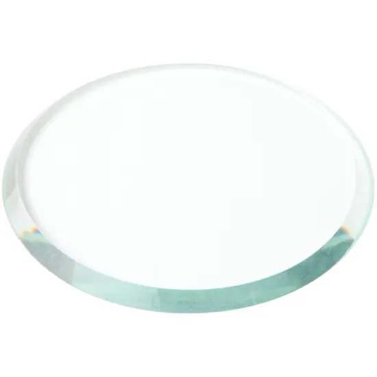 Plymor 2" Round, 3mm Thick Beveled Clear Glass Circle {1}