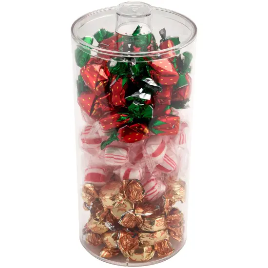 Pioneer Plastics 279C Clear Round Plastic Container with Lid, 4.0625" W x 8.125" H {5}