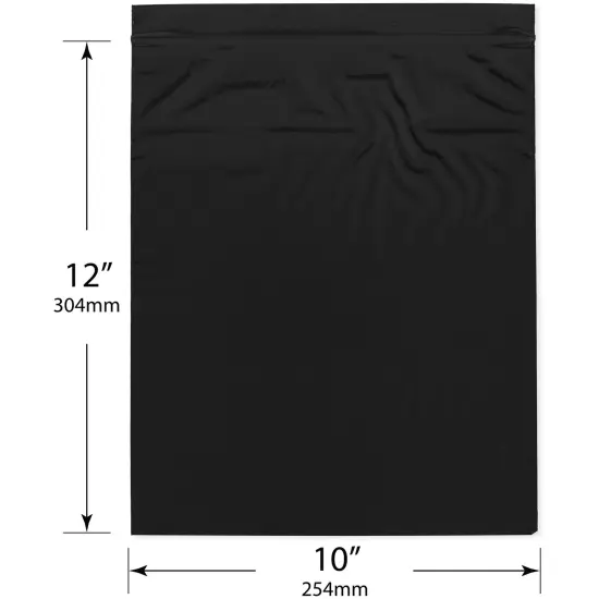 Plymor 10" x 12", Black 2 Mil Zipper Reclosable Plastic Bags {3}