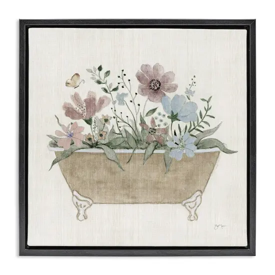 Stupell Industries Cottage Florals in Bathtub Floating Frame Design by Janet Tava {1}