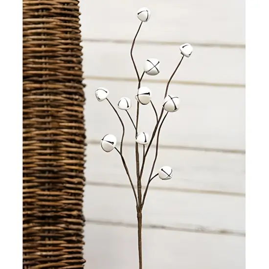 Christmas White Jingle Bell Pick 19 Inch Winter Rustic Holiday Accent {2}