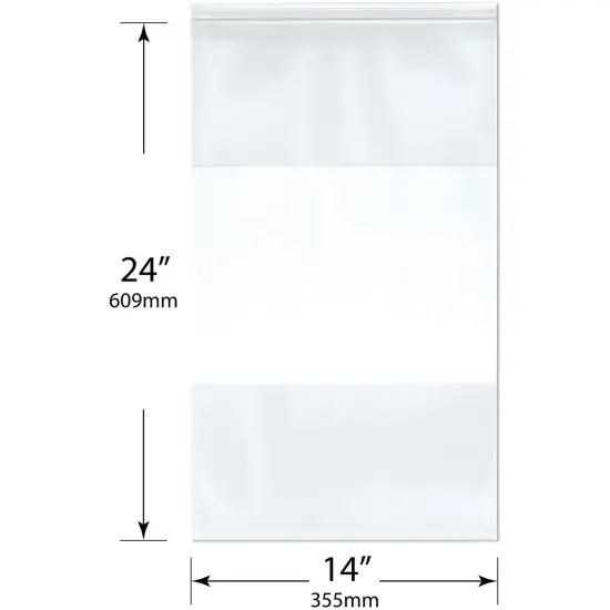 Plymor 14" x 24" (Pack of 50), 6 Mil Industrial Duty White-Block Zipper Reclosable Plastic Bags {3}
