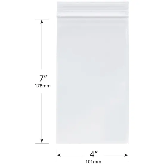 Plymor 4" x 7", 2 Mil Zipper Reclosable Plastic Bags {3}