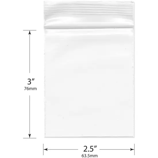 Plymor 2.5" x 3", 4 Mil Heavy Duty Zipper Reclosable Plastic Bags {3}