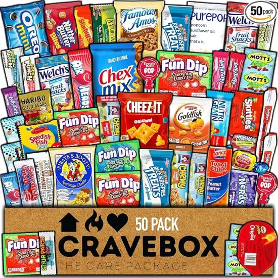 Snack Box (50 Count) Easter Variety Pack Gift Care Package Basket Adult Kid Guy Girl Women Men Birthday College Student Office Back to School {1}