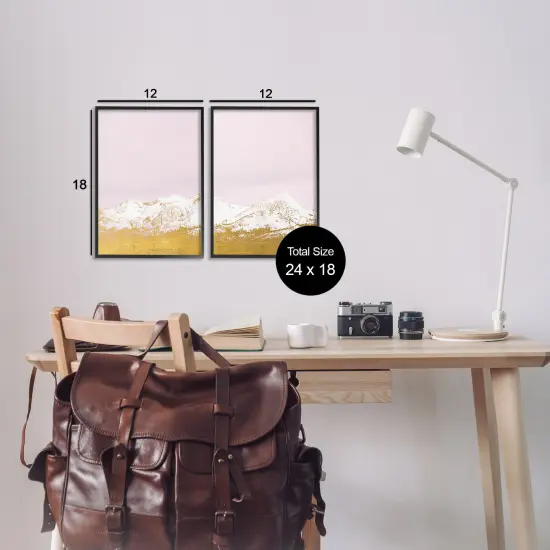 Stupell Industries Snow Tipped Mountains on Pink 2pc Framed Giclee Set Design by Gemma Bardot {3}