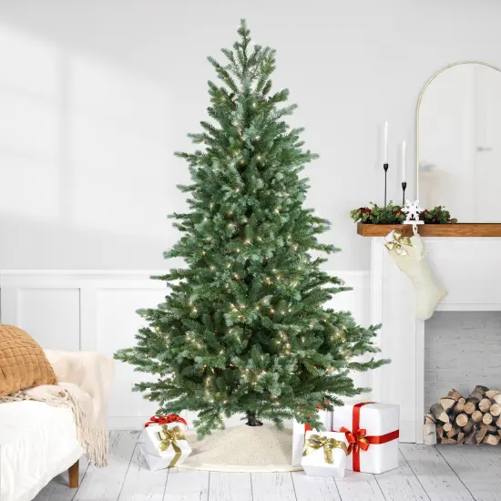 Northlight Real Touch&trade;️ Pre-Lit Medium Blue Spruce Artificial Christmas Tree - 6' - Clear Lights Green {1}