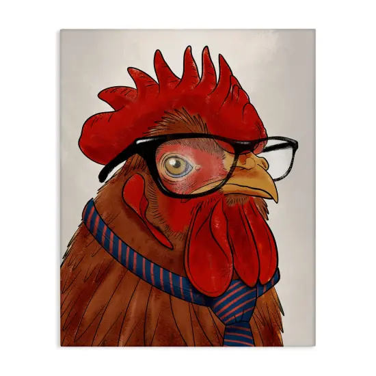 Stupell Industries Trendy Rooster with Tie Canvas Design by Marcus Prime {1}