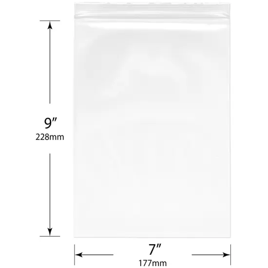 Plymor 7" x 9", 4 Mil Heavy Duty Zipper Reclosable Plastic Bags {3}