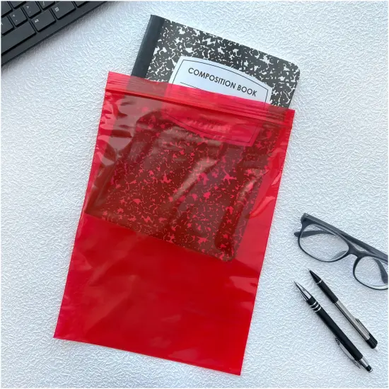 Plymor 9" x 12", Red 2 Mil Zipper Reclosable Plastic Bags {4}