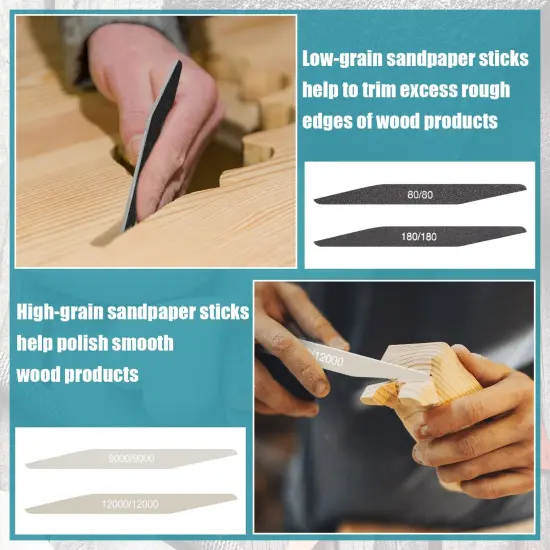 Honoson 20 Pcs Sanding Sticks for Plastic Models Polishing Sticks Assorted Metal and Wood Sanding Tools Accessory for Model Craft Amateur Beginner (Low Grits and High Grits,Double Angle Shape) {5}