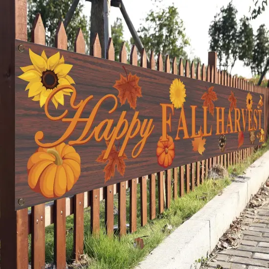 98" x 19" Large Happy Fall Harvest Banner {1}