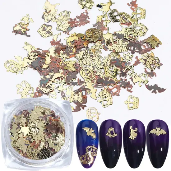 (3 Boxes) Halloween Nail Art Glitter 3D Nail Sequins, Holographic Day {2}