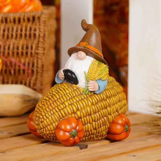 Fall Gnome Pumpkin Resin Statue {3}