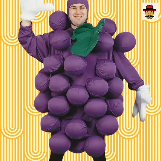 Unisex Purple Grapes Costume Bodysuit Balloon Pockets {3}