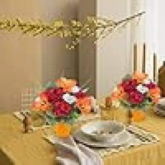 Orange Silk Flowers in Vase Centerpieces {4}
