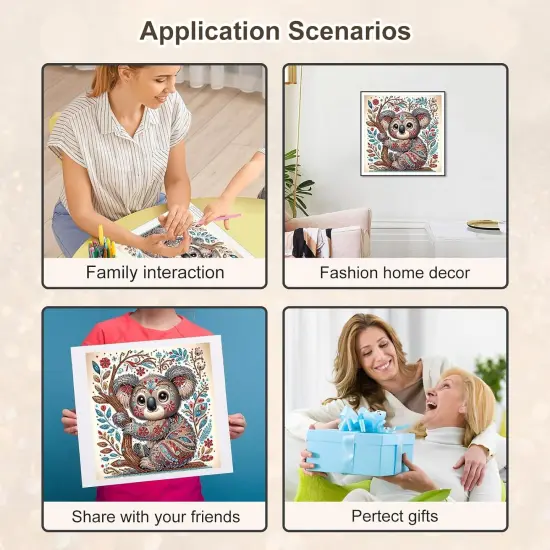 Diamond Painting Kits for Adults Koala, 5D Special Shape Diamond Art Kits for Beginners, Crystal Rhinestones Diamond Painting for Home Wall Decoration Gift 12&times;12inch, Animal {4}