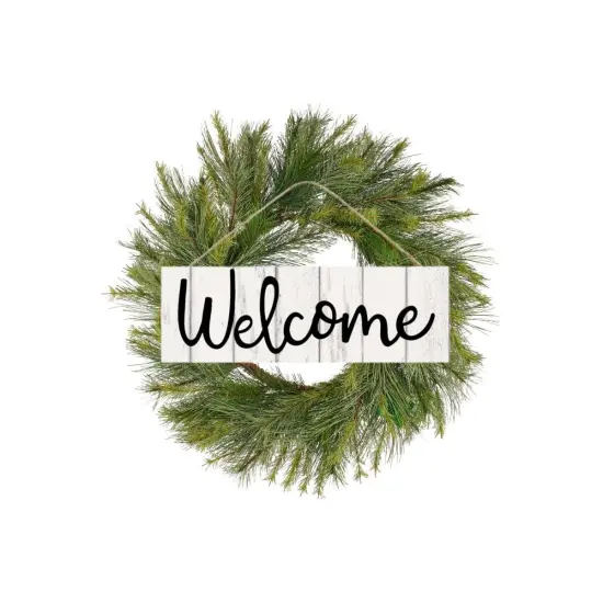 15" Wooden Sign: Rustic Welcome Fence {3}