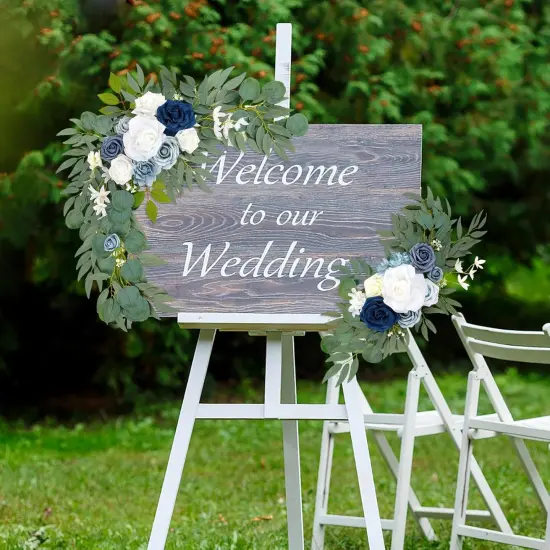 Pack of 2 - Wedding Arch Flowers,Artificial Dusty Blue Flowers Faux Flower Swag {2}