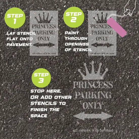 Princess Parking Only Parking Space Stencil | High School Senior Parking Spot Stencil | Reusable Stencil | Stencil Ease | {3}